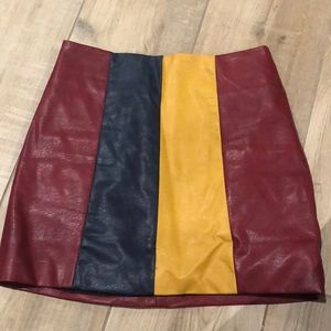 Wild Honey Color Block Pleather Mini Skirt